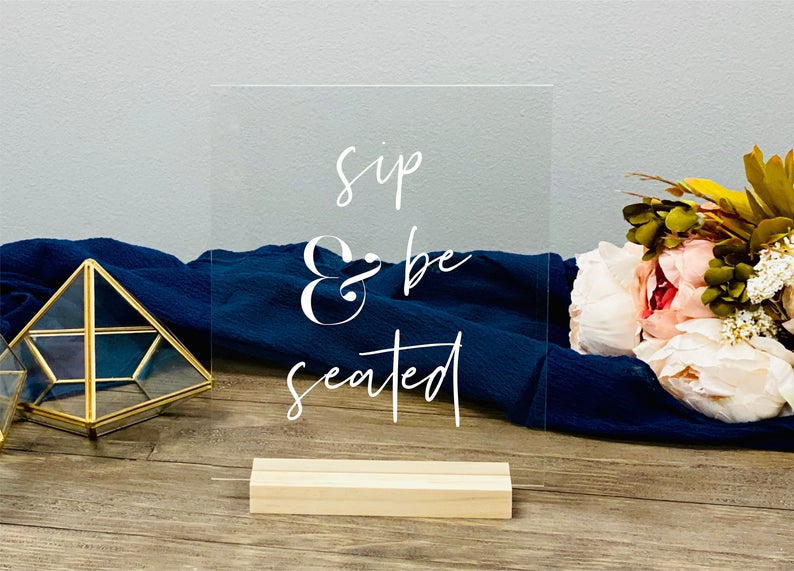 Nip og bliv siddende bord skilt escort kort bord skilt akryl bryllup skilt cocktail siddeplads diagram find din plads reception velc