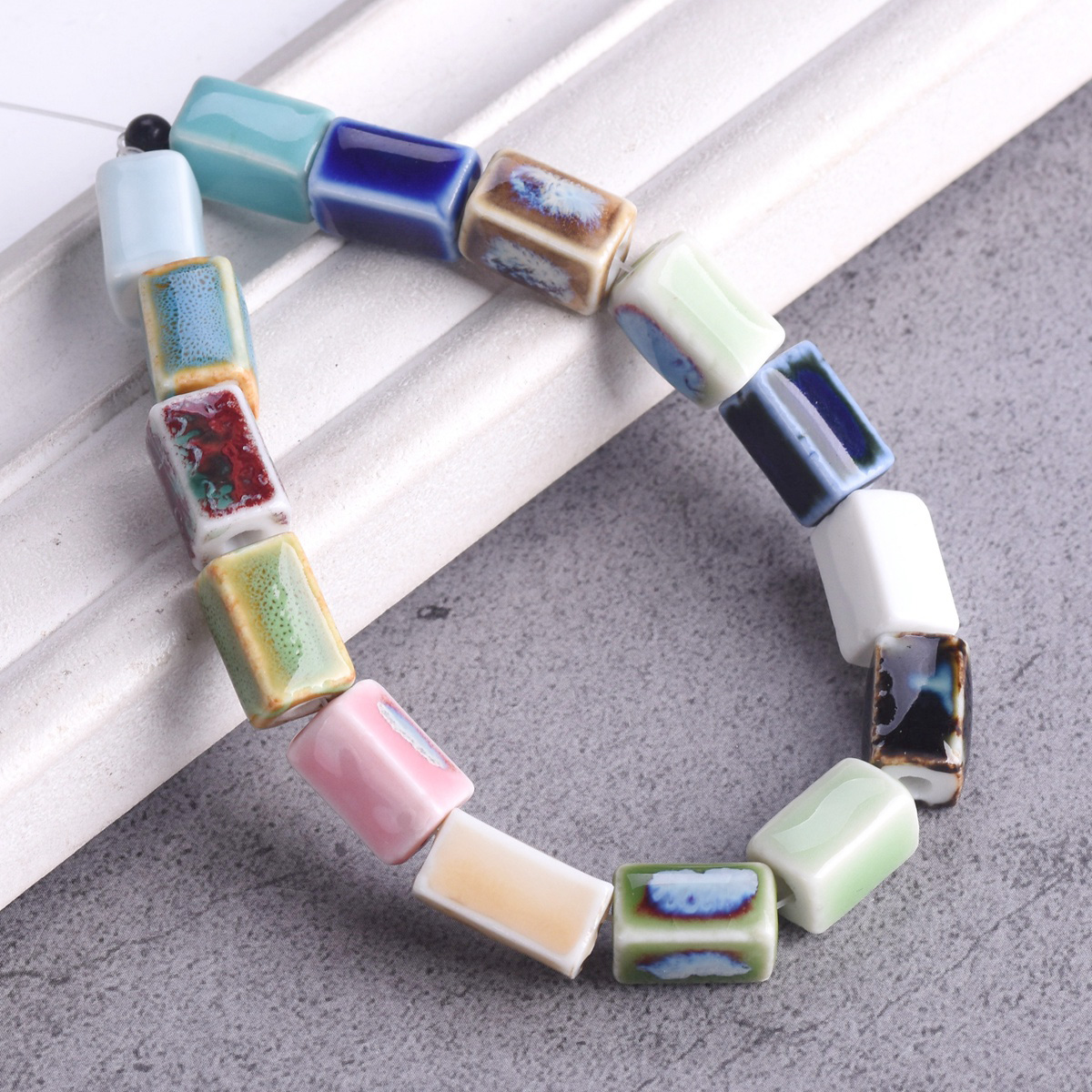10 pièces Rectangle forme cuboïde 12x8mm fait à la main émaillé émail céramique porcelaine perles en vrac pour la fabrication de bijoux résultats de bricolage