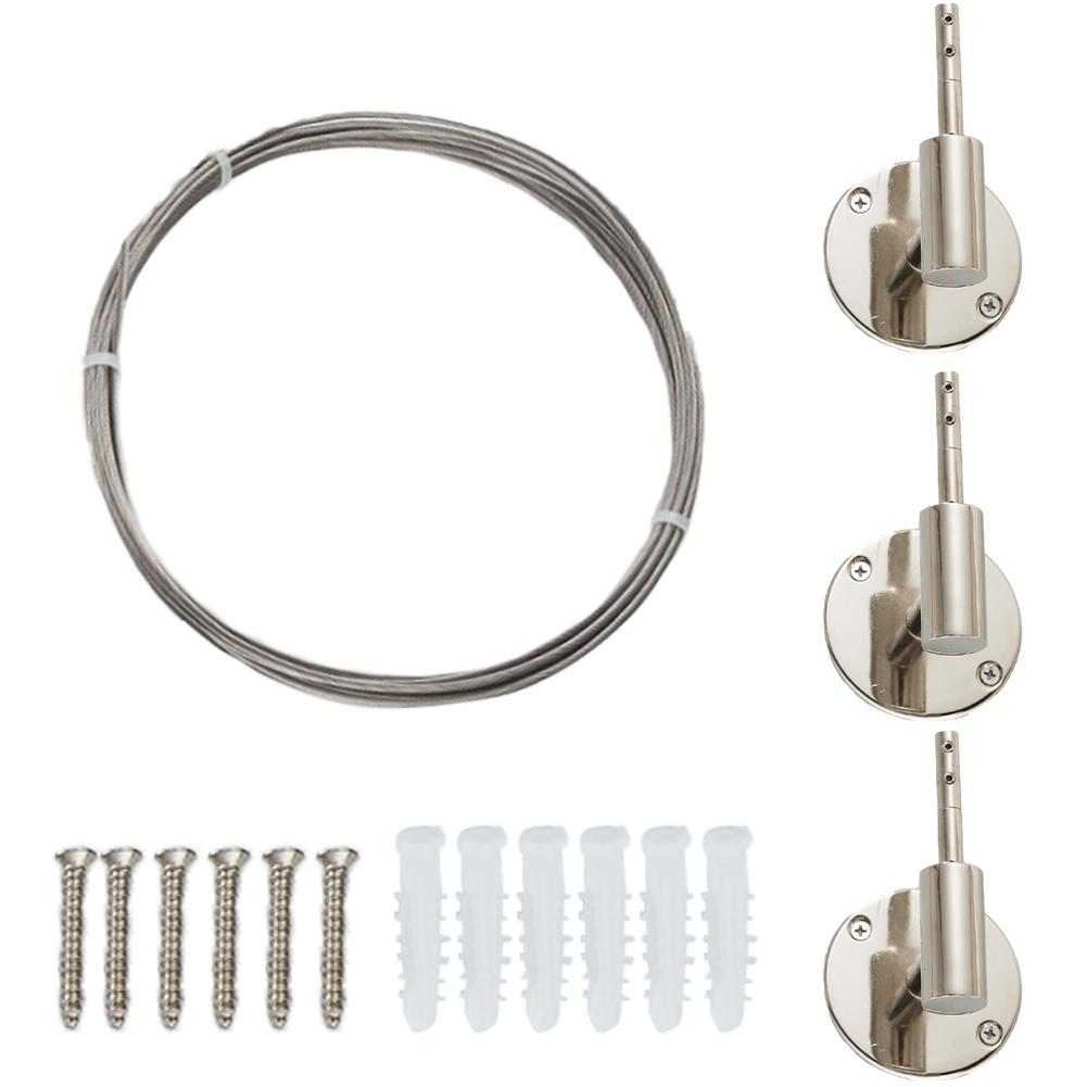 Stainless Steel Curtain Tension Wire Hanging Clothesline Wire Set Bathroom Drying Rack 5M