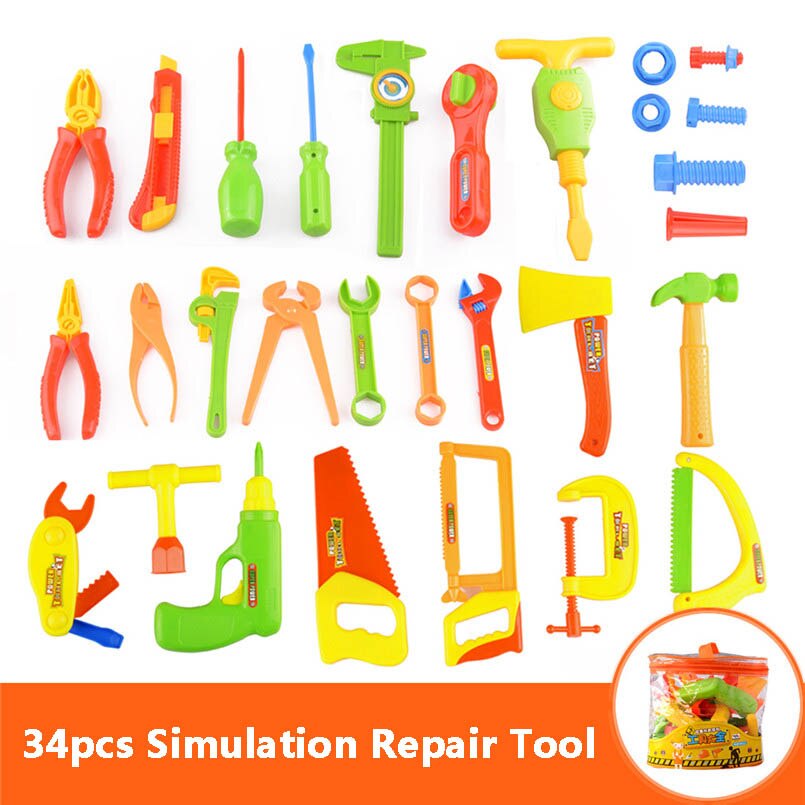 34 stks/set Tuin Tool Kit Speelgoed Voor Kinderen Reparatie Tools Pretend Play Speelgoed Vroeg Leren Techniek Onderhoud Tool Set