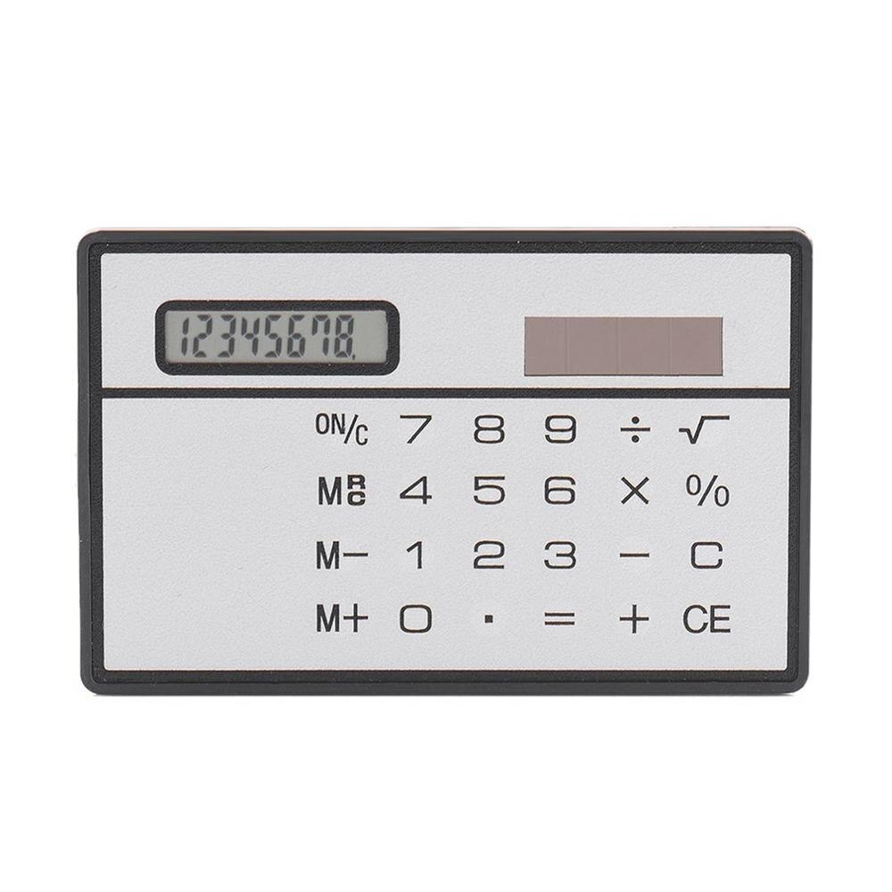 Calculadora de energia solar ultra fina de 8 dígitos com tela sensível ao toque design de cartão de crédito portátil mini calculadora para a escola de negócios: Silver