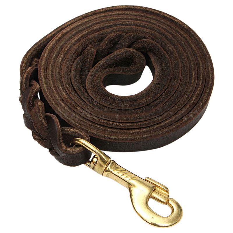 2M Lange Lederen Gevlochten Pet Hond Lopen Tractie Kraag Strap Training Leash Lead