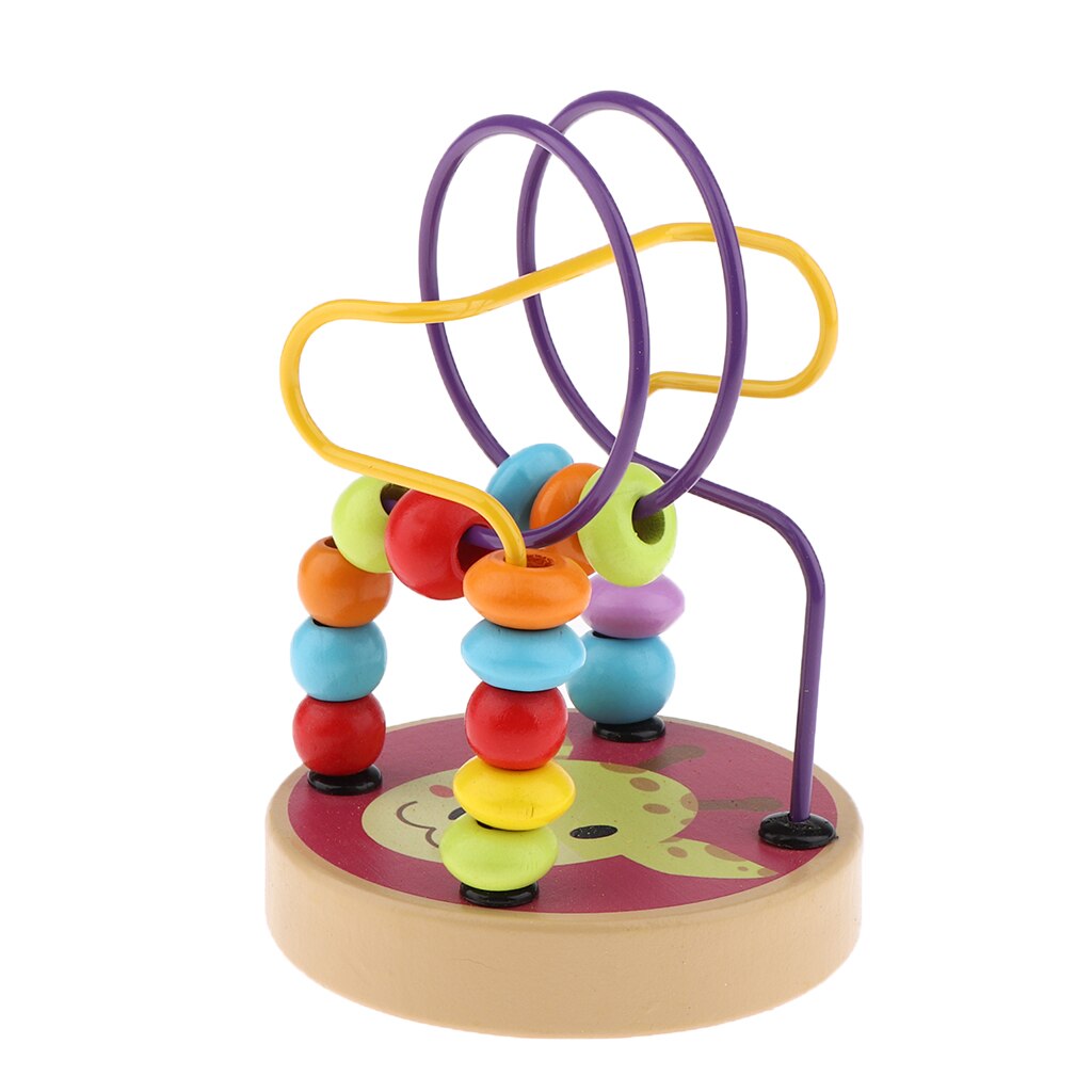 Farverige træperle labyrint rutsjebane aktivitet terning uddannelsesmæssig abacus perler cirkel legetøj til børn baby småbørn børn: Giraf