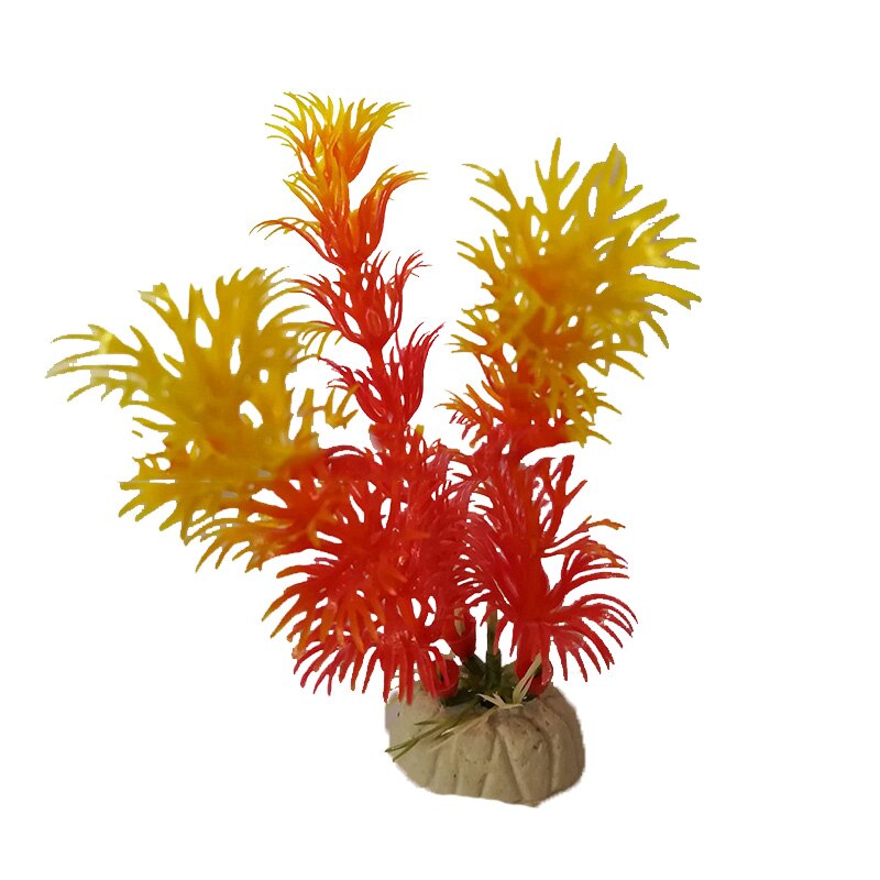 1pc aquariumplanten voor het aquarium, aquariumdecoratie, kunstgras, aquariumdecoratie, plastic vissen, huisdierbenodigdheden: 100mm oranje rood