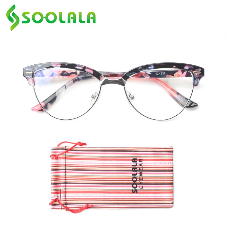SOOLALA ojo de gato Semi-Rimless Anti luz azul filtro gafas marco mujeres azul claro bloqueo Anti radiación gafas de ordenador