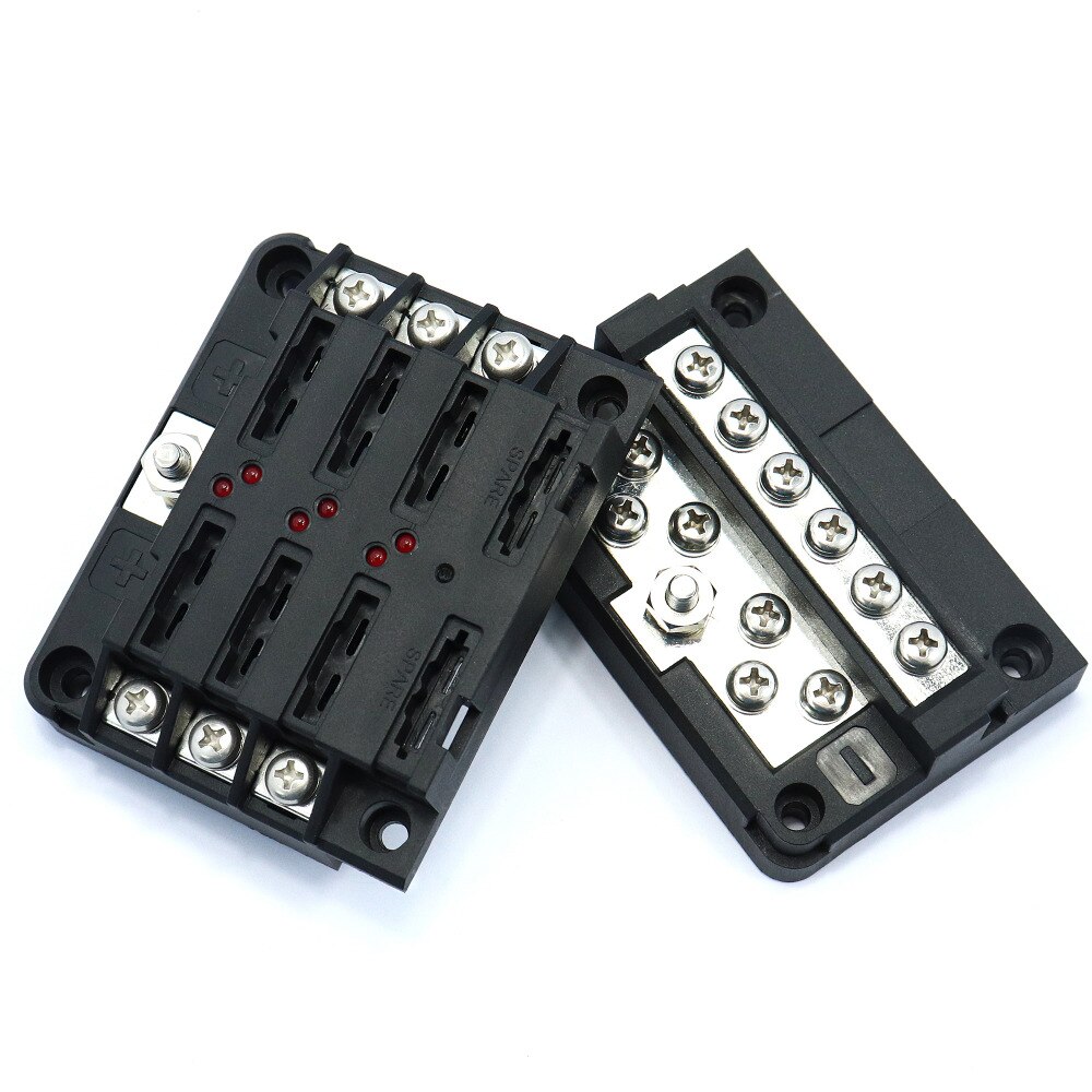 6 Way DC32V 100A Blade fuse blocks screw terminals with 12P negative busbar