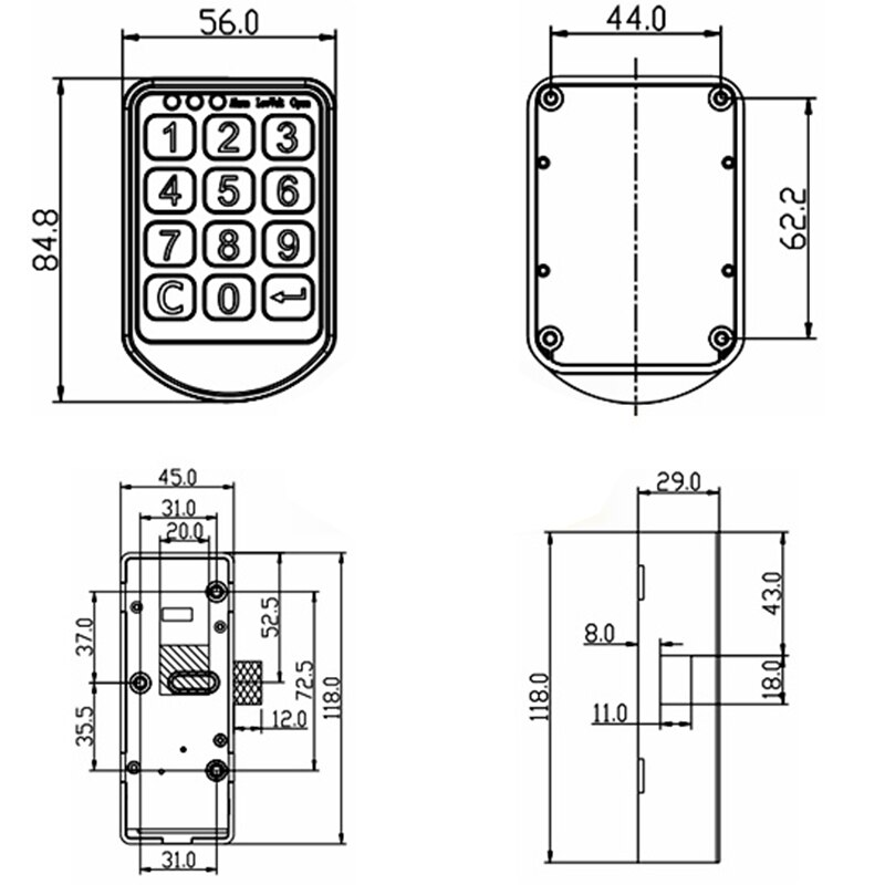 DIY Public or private Electronic password keypad locker digital cabinet lock for office /hotel/swimming pool