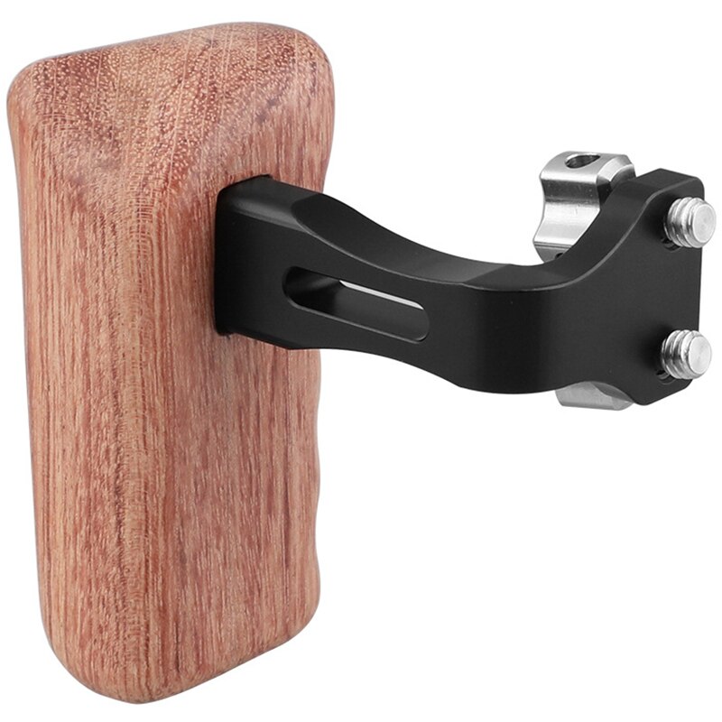 Reversible Wooden Hand Grip Medium Size with 1/4 inch -20 Thumbscrew Knob Right Side for DSLR Camera Cage Rig