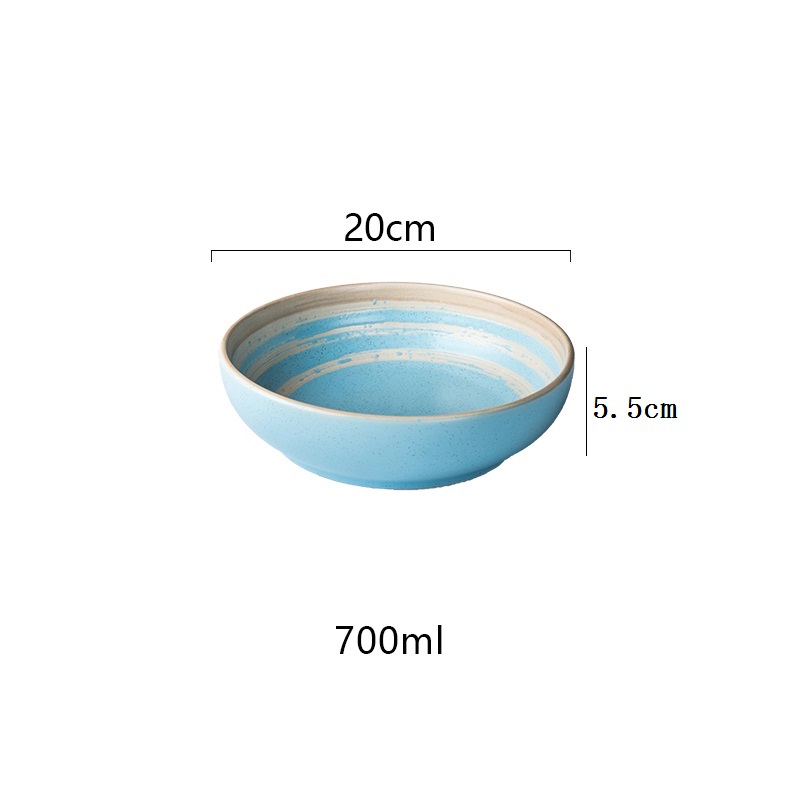Chanshova traditionel kinesisk skruetråd mønster farve glasur keramiske salattallerkener porcelæn middagsretter dessertbakke  h203: Lyseblå