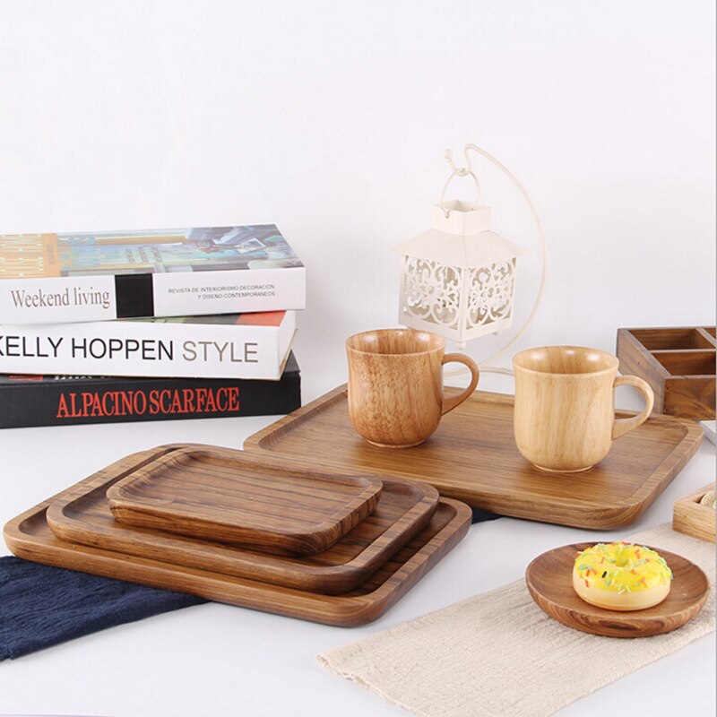 Rectangle Zebra Wooden Tray Home Food Fruits Storage Teacup Japanese Breakfast Dessert Containers Trays Box Plate Dish 4 Size
