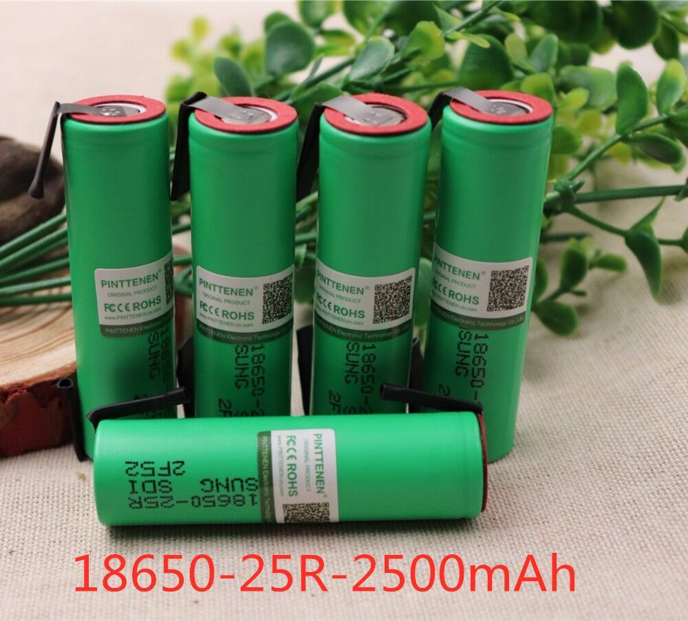 100% 18650 Batterij 2500 Mah 3.7V INR18650 25R 20A Ontlading Hoge Stroom Lassen Nikkel Vel Lithium Ion Oplaadbare batterij