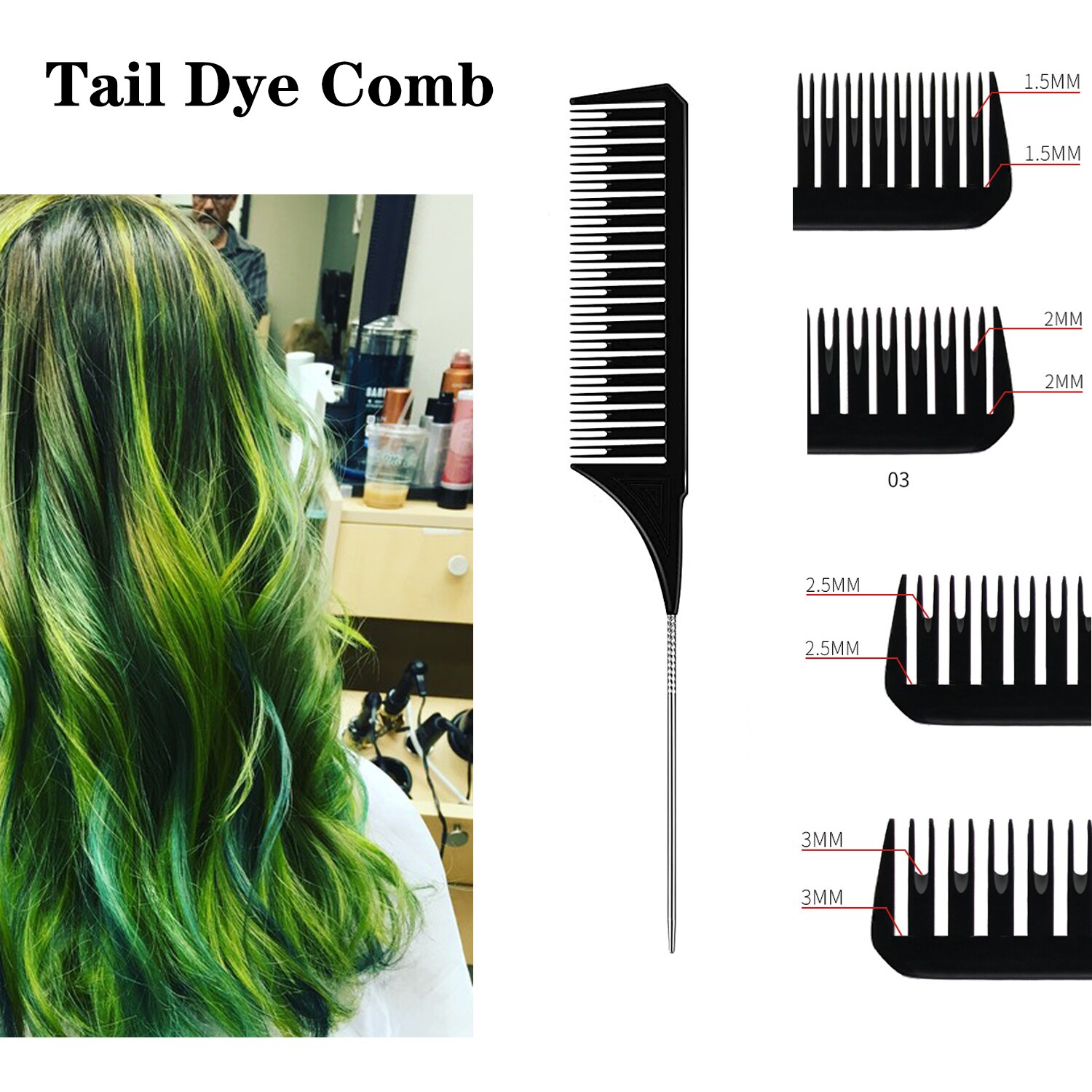 Hairdressing Comb Steel Tip Tail Pick Dyeing Comb Salon Highlighting Hair Comb Anti Static Barber Hair Cutting Comb