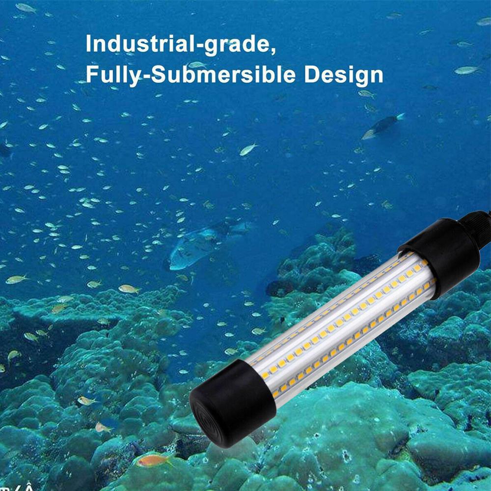 Luz LED sumergible para pesca, buscador de peces bajo el agua, lámpara con bombilla de 1200LM, cable de 5M, accesorios para herramientas de pesca