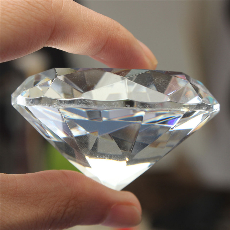 1pc 60mm/2.36inch Clear Crystal Diamond Cut Shape Paperweights Glass Gem Home Display
