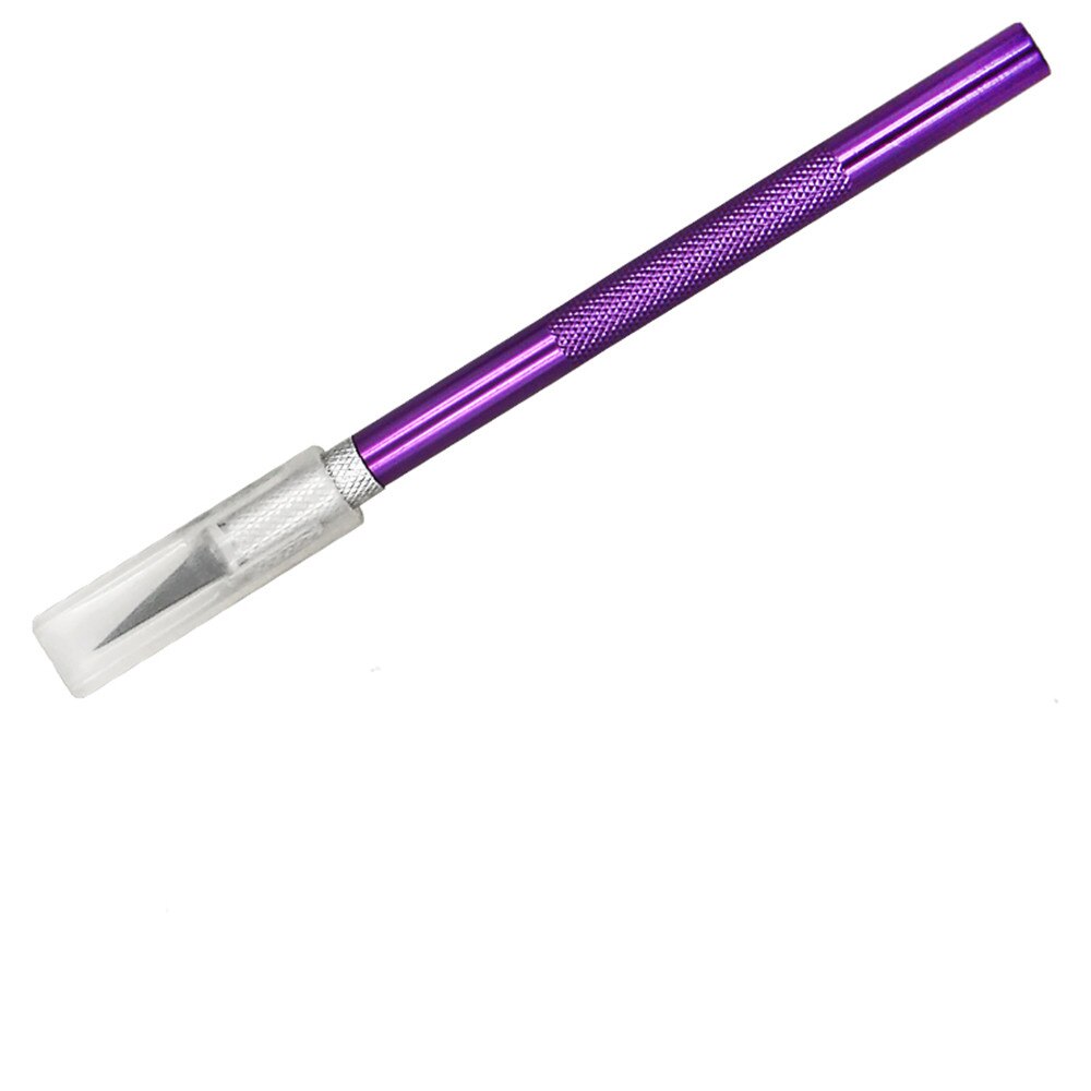 Juego de cuchillos de acero para manualidades, cortador de papel, pluma, bisturí, cuchillas de grabado para manualidades, dibujo, herramientas de mano de reparación, suministro de arte, 1 Juego: 1pc purple
