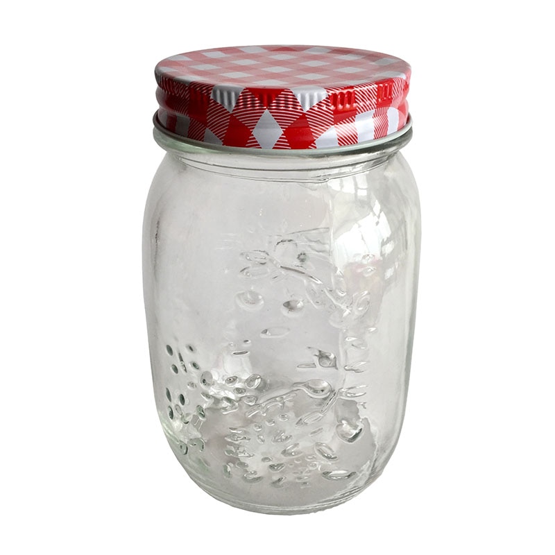 Bulk 16oz (500ml) Glass Mason Jars with Red Checke... – Grandado