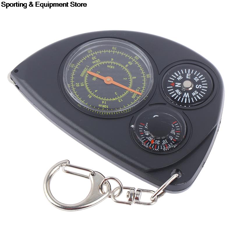 Portable Odometer Multifunction Keychain Outdoor Travel Compass Rangefinder