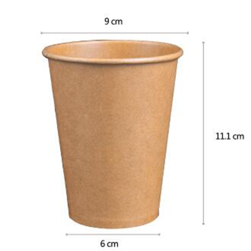 100Pcs Papier Koffiekopje Wegwerp Papier Cup Met Deksel Cover Eco Vriendelijke Thee Cups Party Drinken Accessoires Hout Kleur cups: 360ml no lid