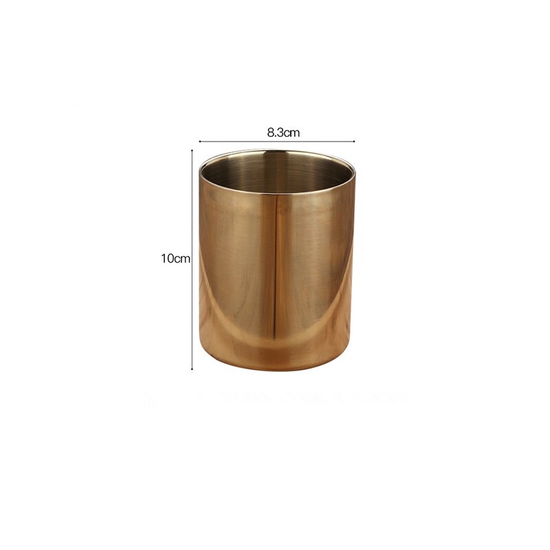 Vase rond en acier inoxydable porte-stylo, conteneur de brosse à cosmétiques, décoration de bureau pour la maison, l'école et le bureau