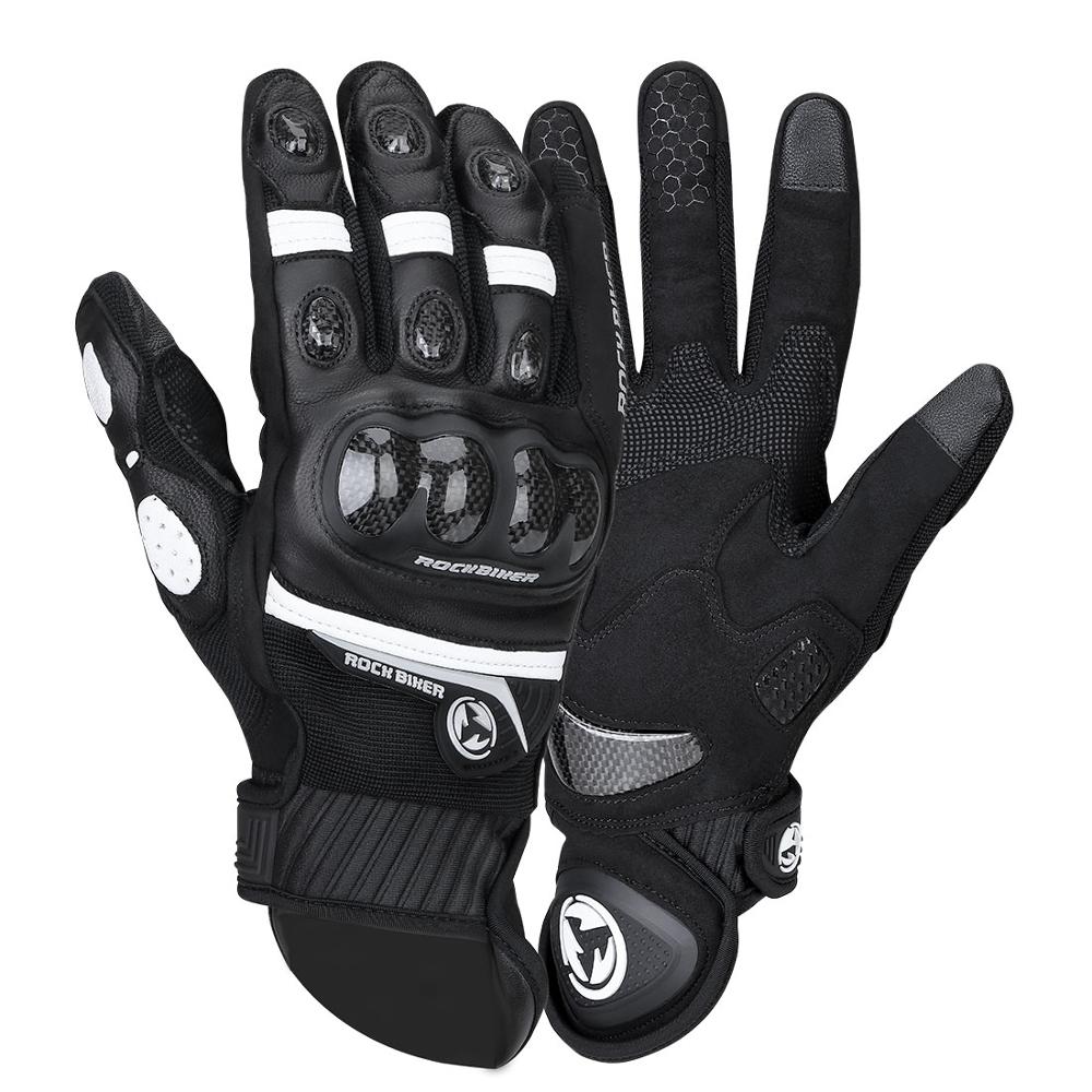 KEMiMOTO-guantes de cuero para Moto, de pantalla táctil, protección para ciclismo, para primavera y verano, para los dedos: M