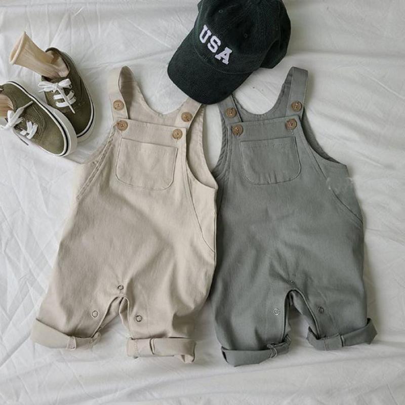Autunno Del Bambino Del Bambino Delle Ragazze Dei Ragazzi solido Senza Maniche Pagliaccetto Della Tuta Outwear Pantaloni Vestiti 0-24M Del Bambino di Modo Tute E Salopette