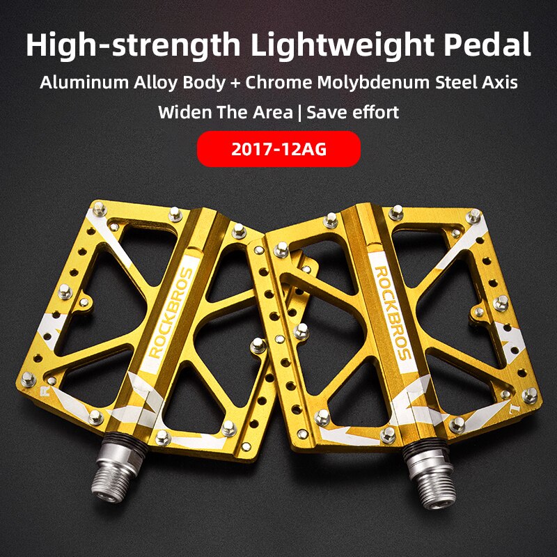 ROCKBROS Mountain Bike Bicycle Pedals Cycling Ultralight Aluminium Alloy 4 Bearings MTB Pedals Bicicleta Bike Pedals Flat BMX: 2017-12AG