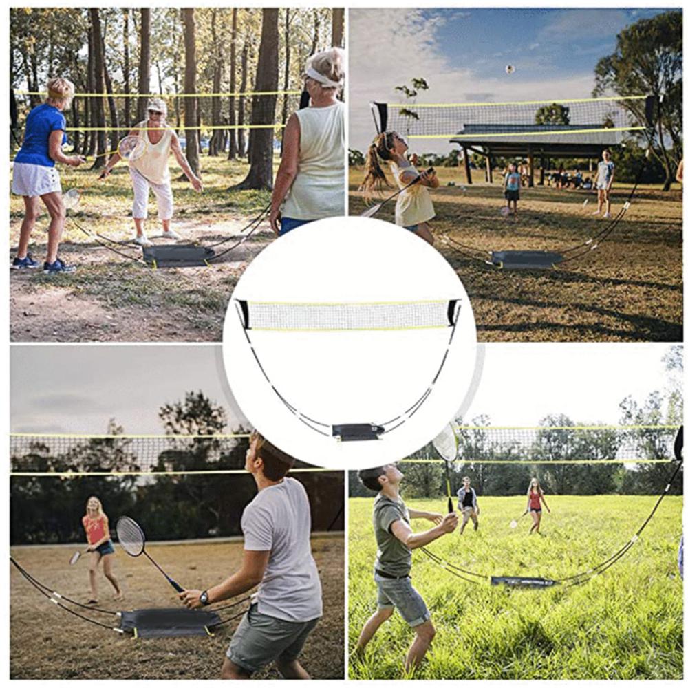 Rede portátil do badminton com suporte leva o saco, rede de badminton do tênis do voleibol de dobramento-configuração fácil para exterior/interno