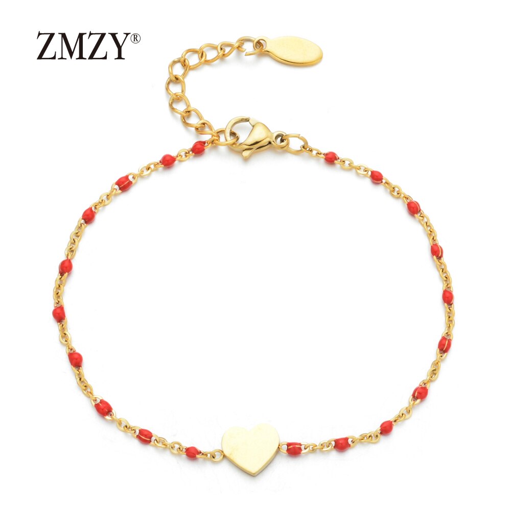ZMZY Rvs Anniversary Charms Gouden Hart Armband Bijpassende Koppels Armbanden Relatie Bijoux voor Vrouwen: RED
