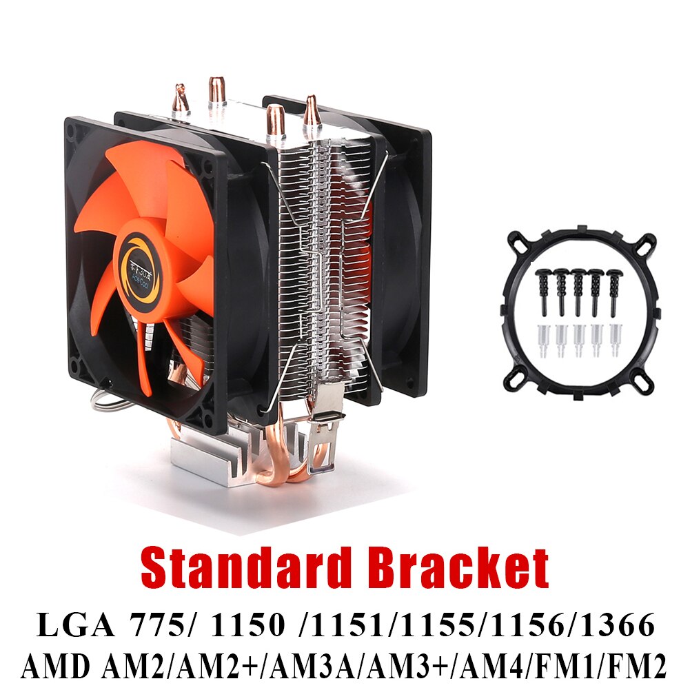 Wovibo Cpu Cooler Cooling Fan 3PIN 4Pin Ventilador Stille Voor Intel 775 1150 1151 1155 1200 1366 X79 X99 AM3 AM4 Radiator: Square 775 115x 1366 / 3PIN