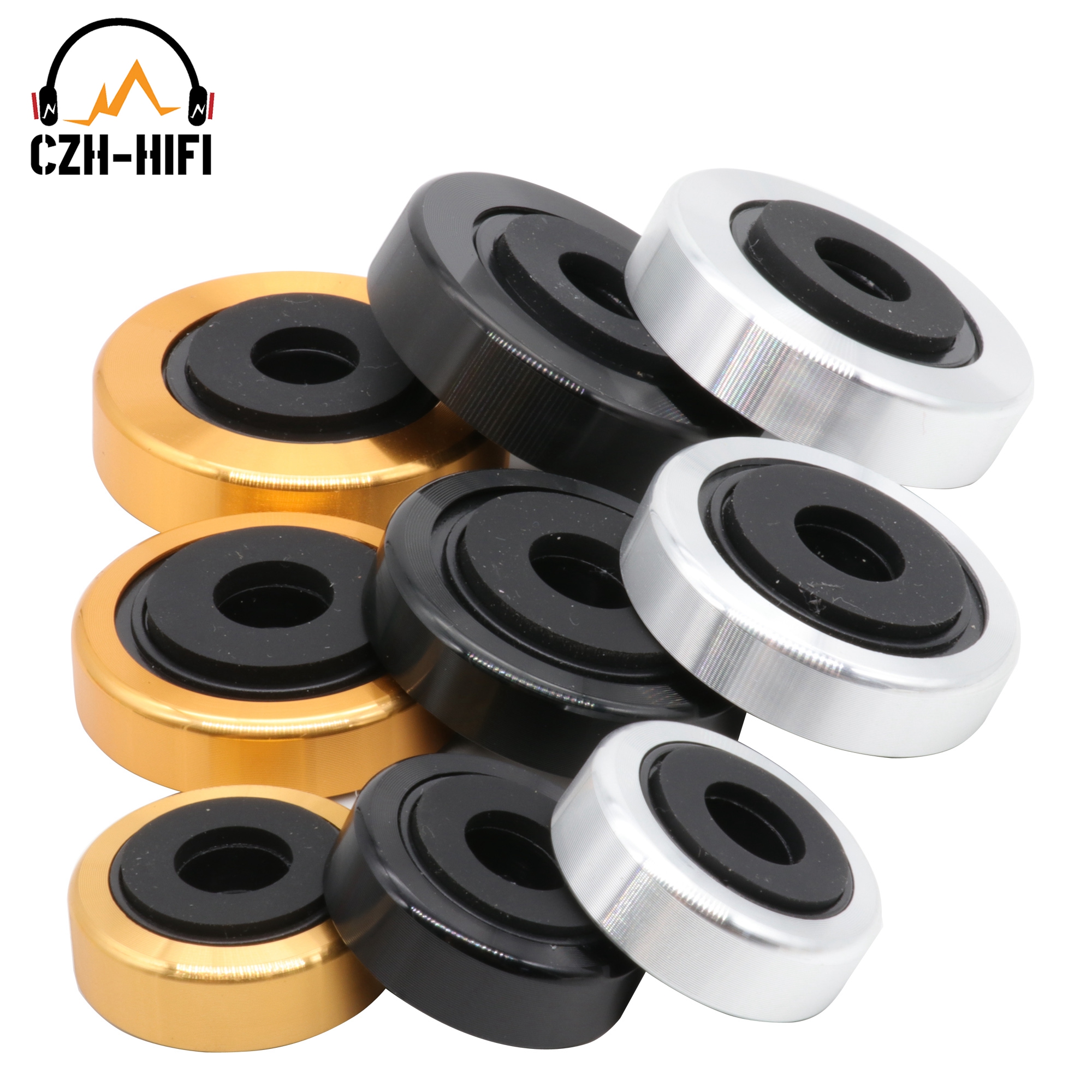 4pcs Plastic Aluminum Isolation Stand Base Mat Pad for Audio Amplifier Speaker Subwoofer DAC CD Player Cabinet DIY
