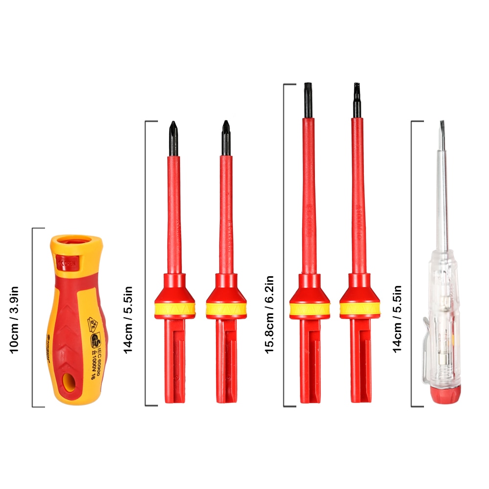13pcs 1000V Changeable Insulated Screwdrivers Set with Magnetic Slotted Phillips Pozidriv Torx Bits Electrician Repair Tools Kit