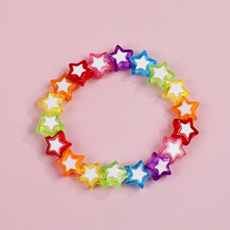 Makersland Cute Heart Star Beads Bracelet Kids Charms Beads Children Princess Hand Bracelet Jewelry: DKBB0021