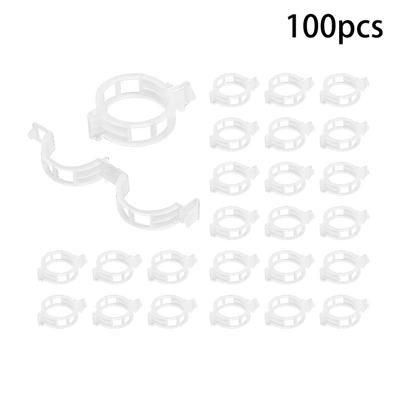 Novidades ~ 100 peças de braçadeiras para plantas, braçadeiras de plástico para plantas trepadeiras, braçadeiras de suporte para plantas reutilizáveis: Bege