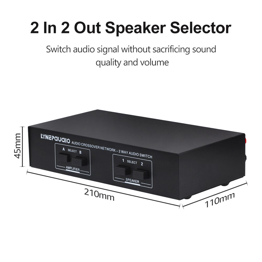 LINEPAUDIO 2 In 2 Out Speaker Selector Switch Audio Signal Switcher Power Amplifier Audio Receiver Splitter Box