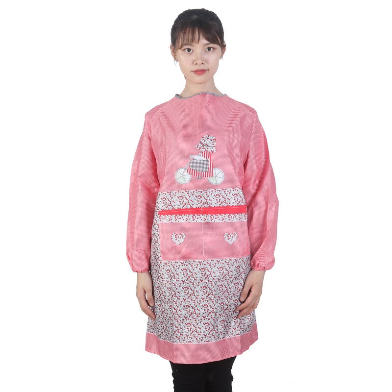 Apron Waterproof And Oil Proof Ogown Long-Sleeved Men And Women Adult Overalls Kitchen Home Service Overalls: Red