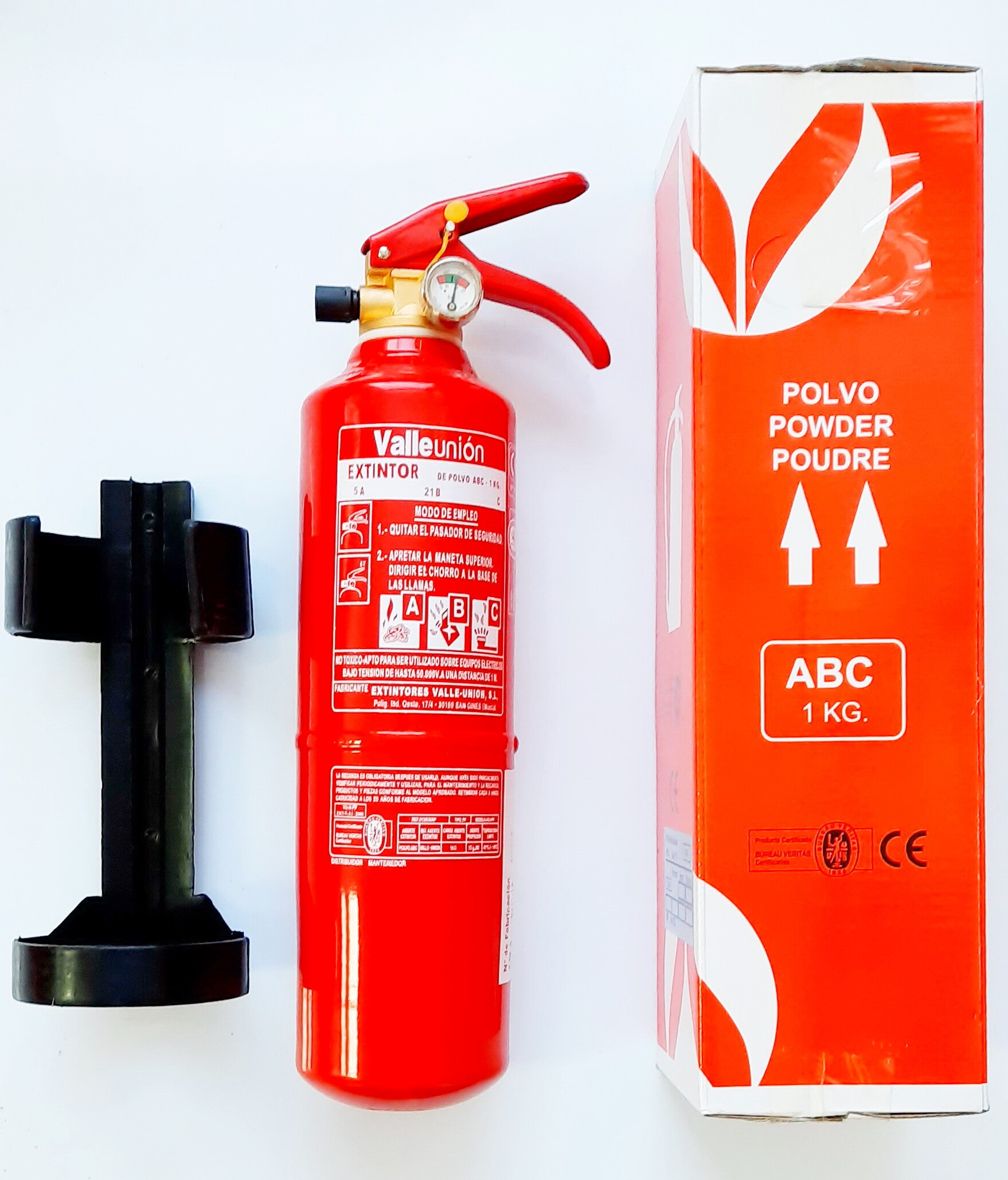 Extintor de 1 Kg. ABC con manómetro y soporte