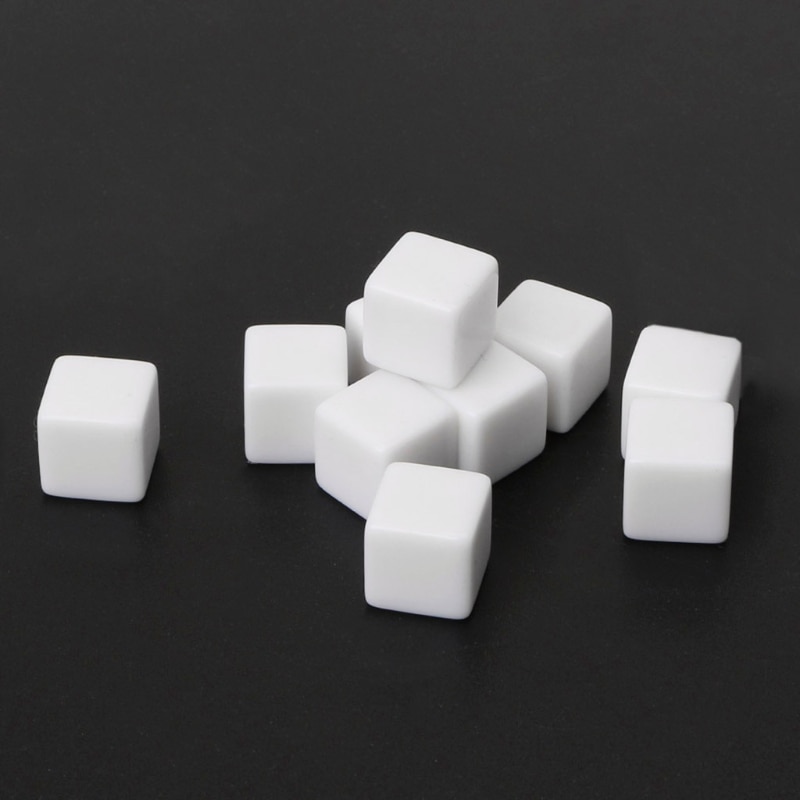10 stuks/pak  d6 dobbelstenen 12mm dobbelstenen zeskantige tafelspeldobbelstenen blanco voor rollenspelspeelgoed