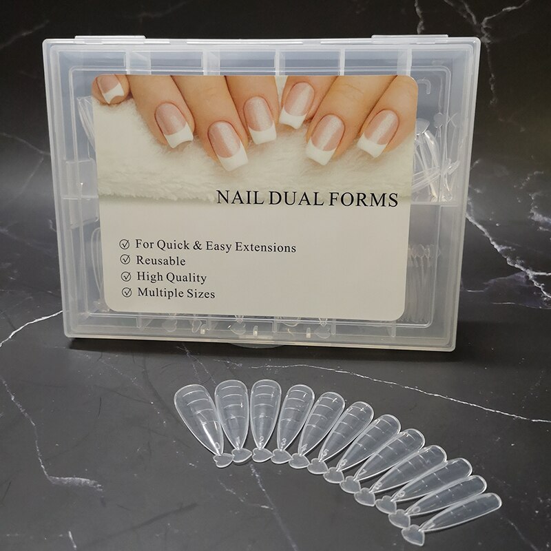 Kit de moldes para puntas de uñas, gel acrílico de construcción rápida, UV, plástico de buena , para extensión de uñas, estilo francés,: C 120pcs with box