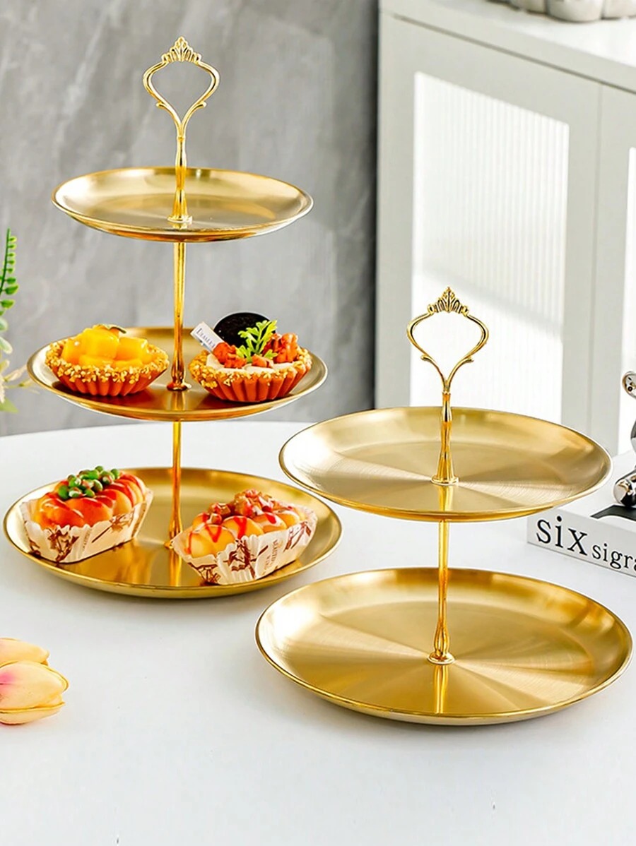 1/2 stuks roestvrij staal goud dessertblad, multi-tier taartstandaard, taartplaat, snackschaal, voor theekransje, verjaardag, bruiloft