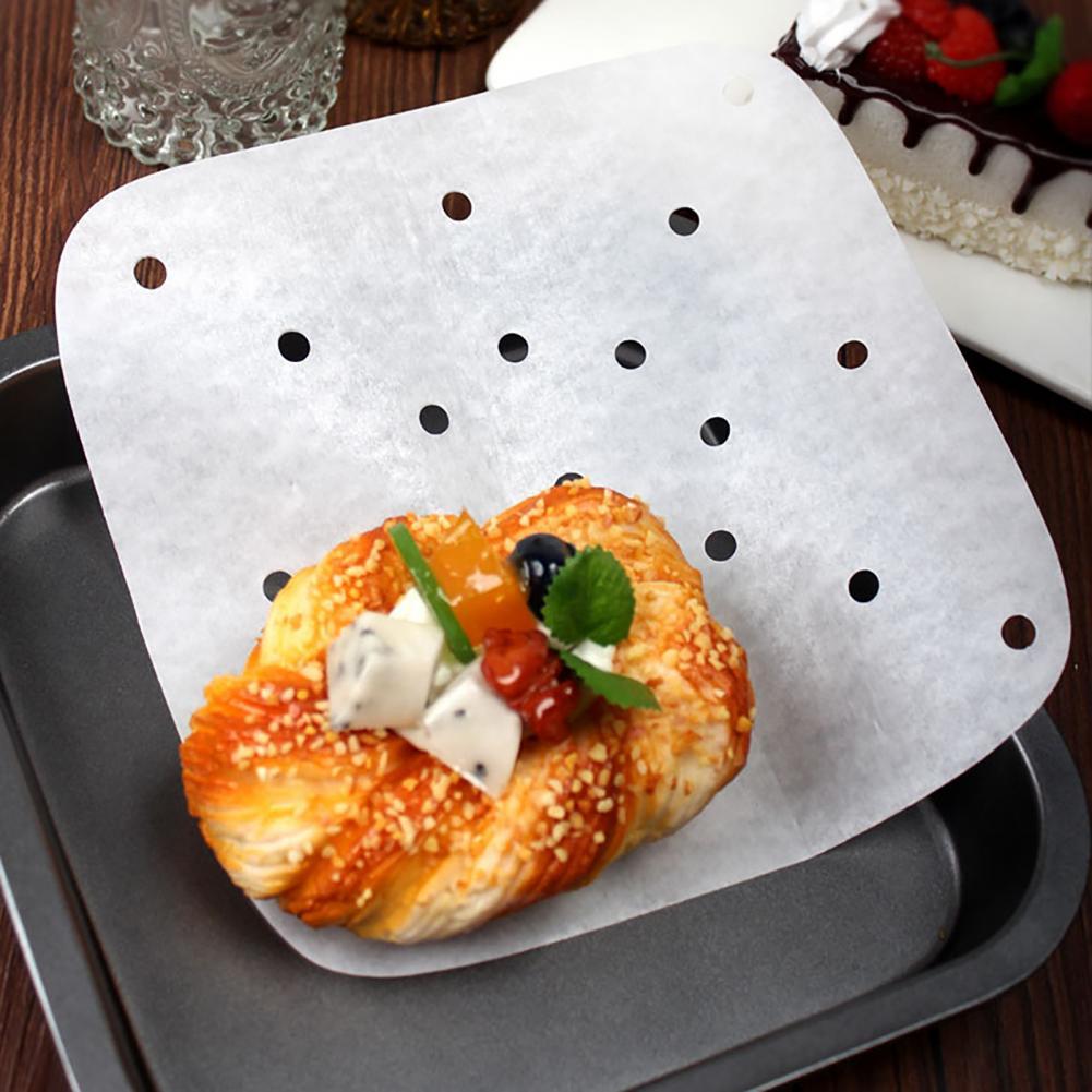200Pcs Baking Paper Perforated Grease Proof Fryer Liners Heat Resistance Paper Liners White Parchment Paper Sheets for Cooking