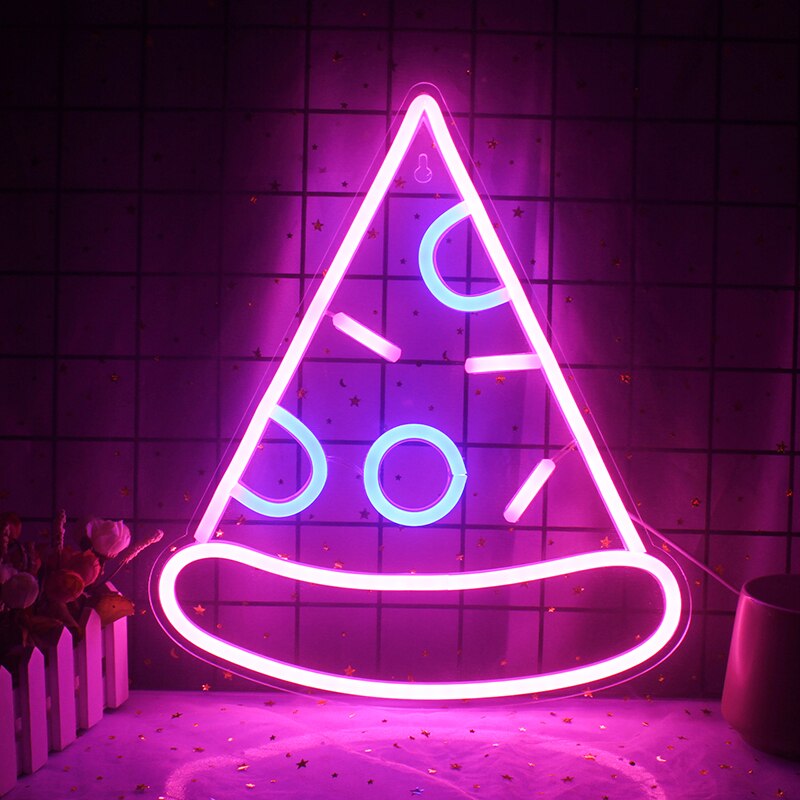 Ineonlife – lampe LED au néon en forme de Hamburger, interrupteur USB, luminaire décoratif d&#39;intérieur, idéal pour une fête, un Restaurant ou une boutique: pizza