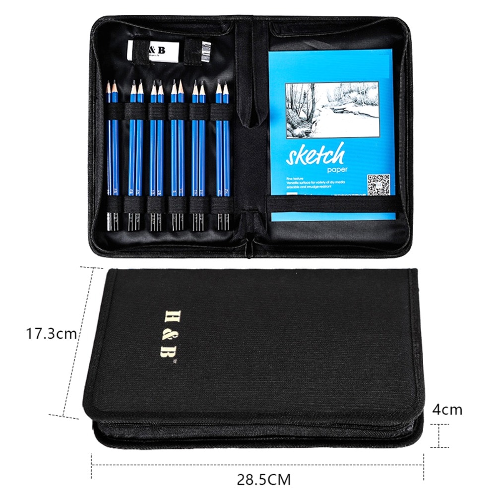 Art Pencil Set 16pcs Set Drawing Pencils Set Sketch Kit With Sketch Paper Sharpener Eraser Zippered Carry Case