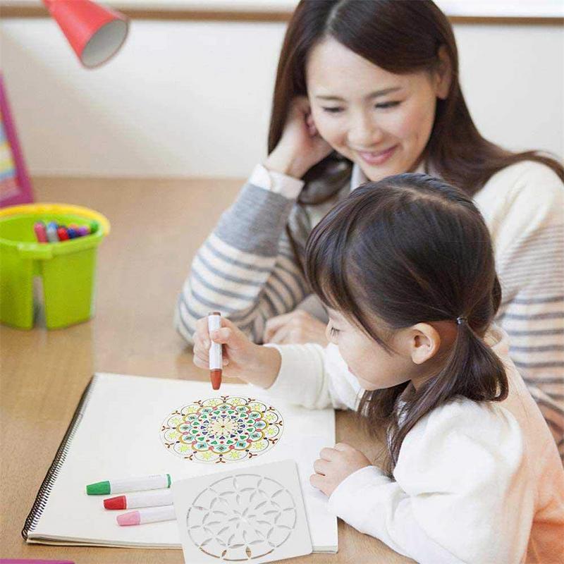 Maleri blomst skabelon 16 stk anden generation innovativ mandala sten firkantet farve maleri kunst bord håndværk boligindretning