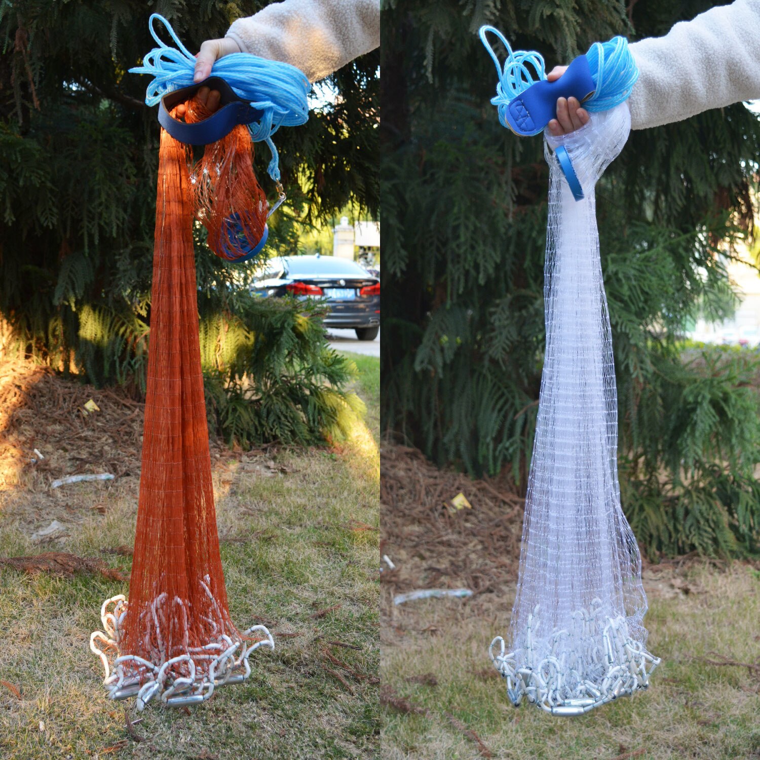 XC LOHAS USA Style Cast Network Fishing Net With Sinker And Without Sinker Sports Hand Throw Net Small Mesh Cast Net 2.4M-7.2M