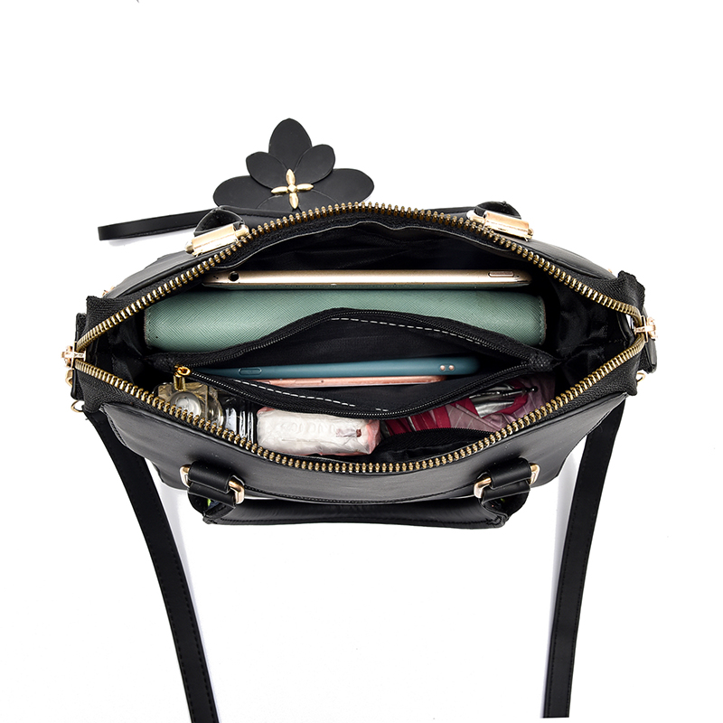 Umhängetasche mit Blumendetail, trendige Handtasche mit Reißverschluss für sterben Arbeit, lässige Umhängetasche, Damen-Geldbörse mit Blumendekor