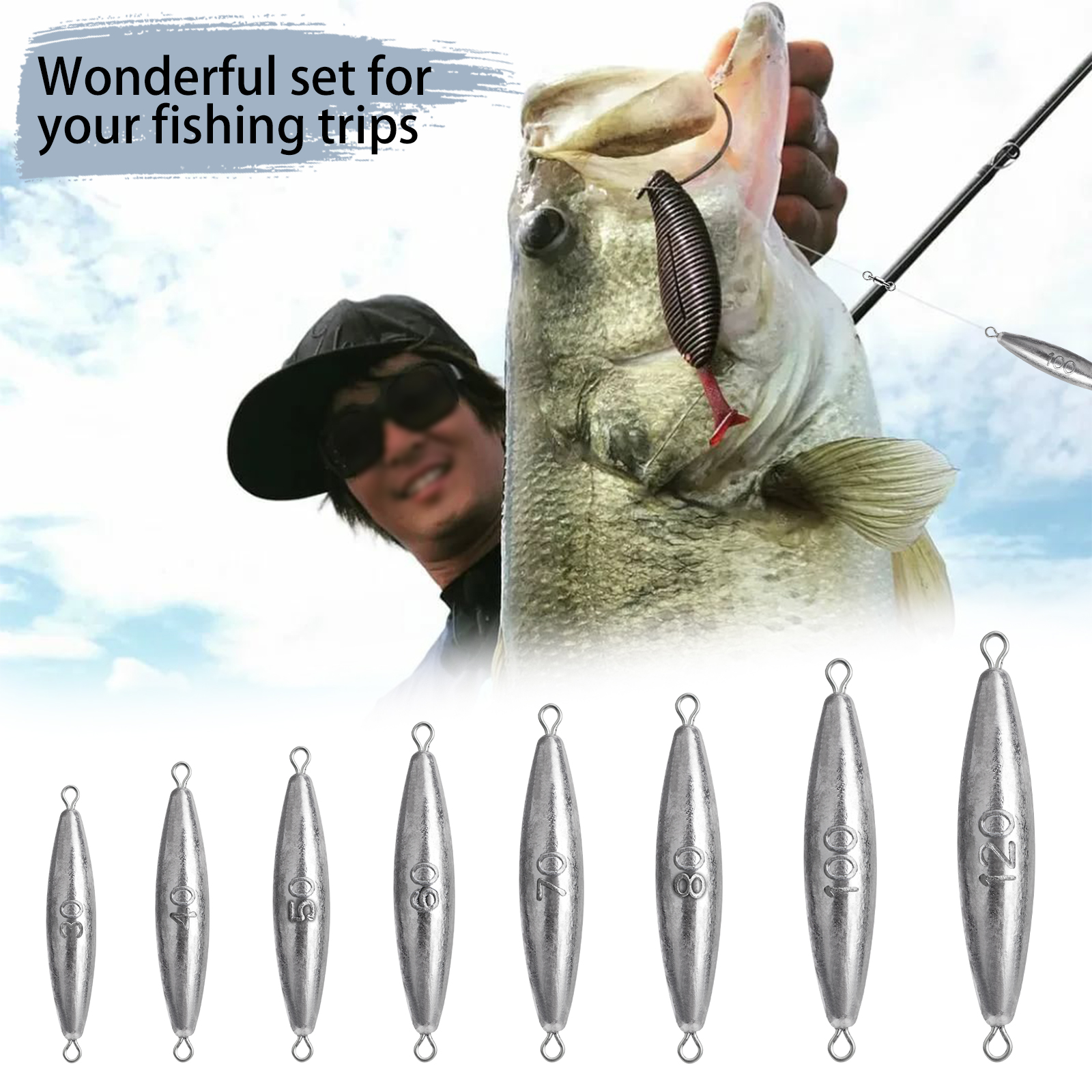 THKFISH 10pcs Fishing Weights Sinkers 30g 40g 50g 60g 70g 80g Shot Lead Sinker Bass Fishing Tackle Accessories