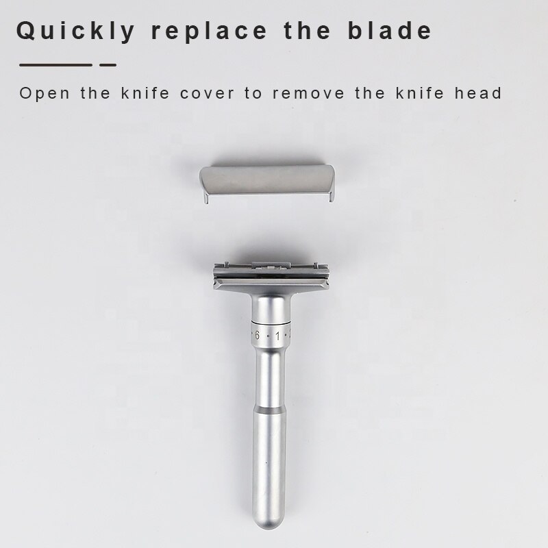 Adjustable Safety Razor Double Edge Classic Mens Shaving Fits All Double Edge Blades 5 Shaving Blades