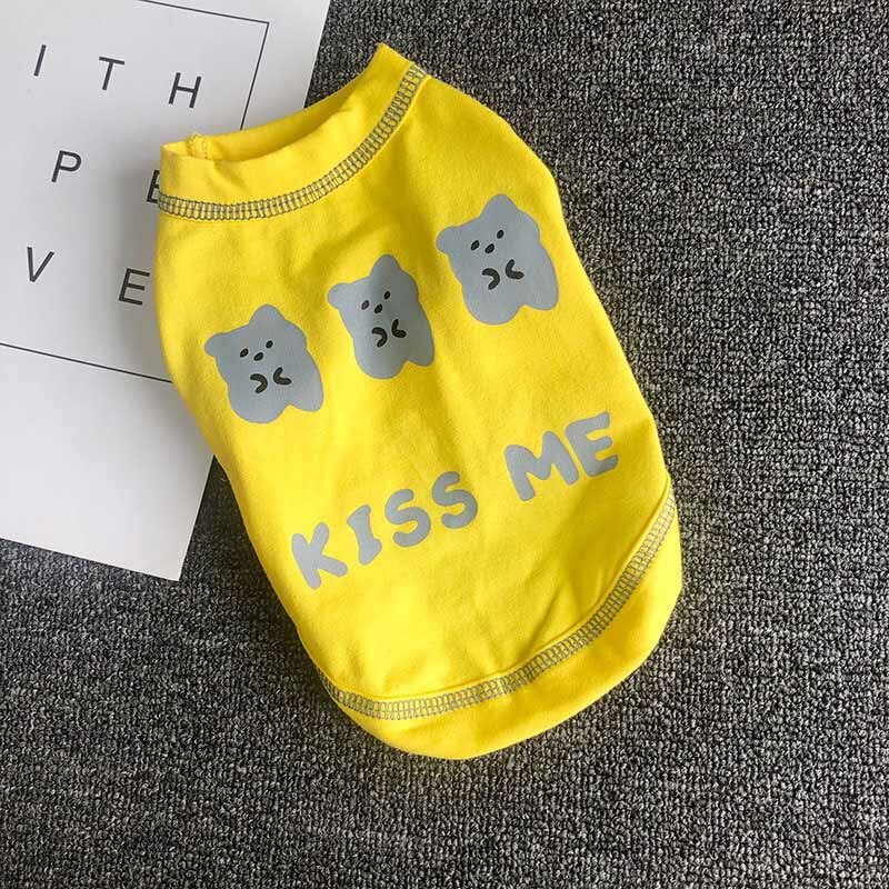 Ropa con letras impresas para mascotas, disfraz para perros medianos y pequeños, Chihuahua, cachorro de Yorkshire: YELLOW / M