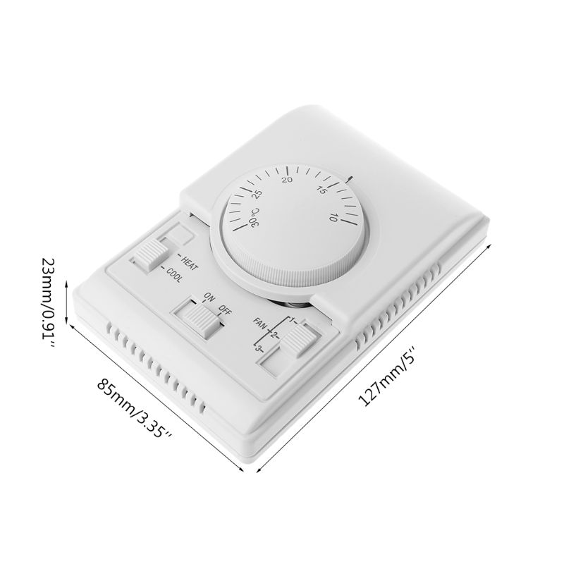 AC 220V habitación Termostato mecánico Control interruptor aire acondicionado ventilador bobina controlador de temperatura 63HF