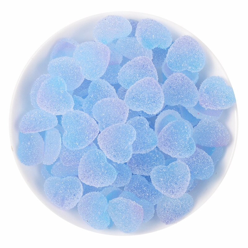 Hjärtformade berlocker för slime tillbehör leksaker godis fluffiga tillbehör lizun modellering lera diy kit slime leksak för barn: 10 st blå